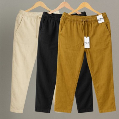 3 Pcs Combo Premium cotton trouser for Men (Khaki, Black & Brown)