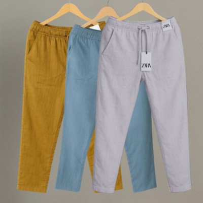 3 Pcs Combo Premium cotton trouser for Men (Brown, Sky & Ash)