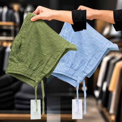 2 Pcs combo Most Demandable cotton trouser for Men (Olive & Sky)