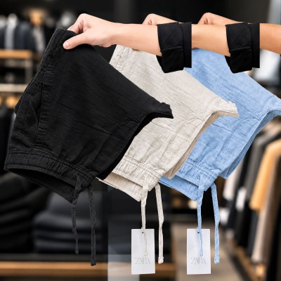3 Pcs combo Most Demandable cotton trouser for Men (Black, Biscuit & Sky)