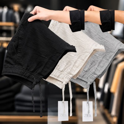 3 Pcs combo Most Demandable cotton trouser for Men (Black, Biscuit & Ash)