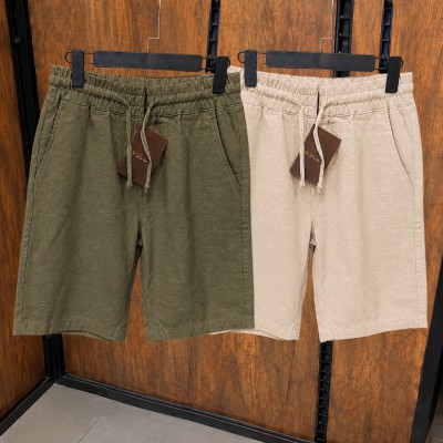 2 Pcs Combo Summer Comfortable REMI Cotton Shorts (Olive & Biscuit)