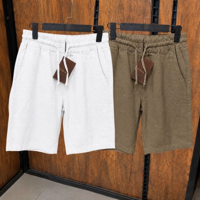2 Pcs Combo Summer Comfortable REMI Cotton Shorts (White & Brown)