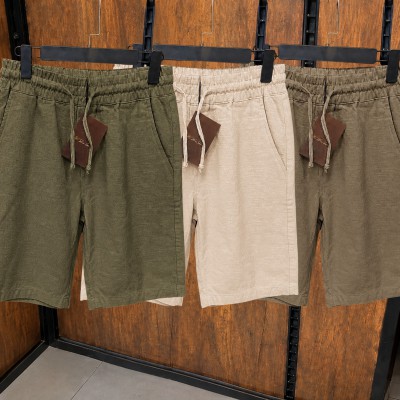 3 Pcs Combo Summer Comfortable REMI Cotton Shorts (Olive, Biscuit & Brown)
