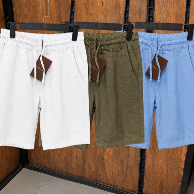 3 Pcs Combo Summer Comfortable REMI Cotton Shorts (White, Olive & Sky)