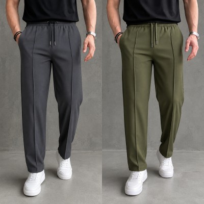 2 Pcs Most Trending Formal Pant Cutting Trouser (Ash, Olive)