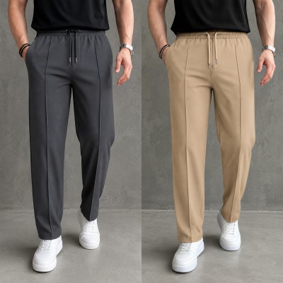 2 Pcs Most Trending Formal Pant Cutting Trouser (Ash, Biscuit)