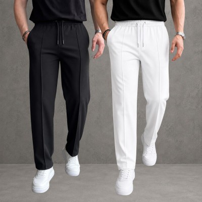 2 Pcs Most Trending Formal Pant Cutting Trouser (Black, White)